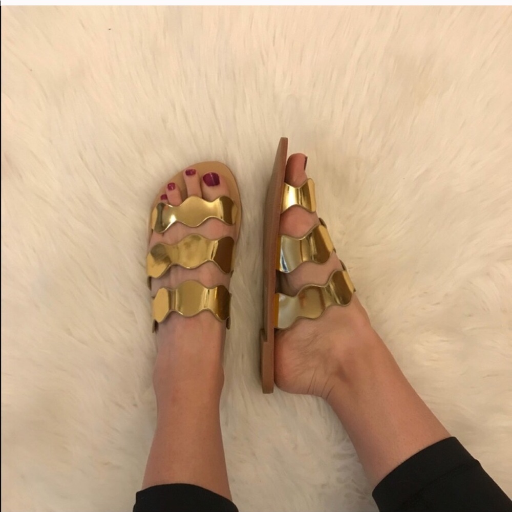 Athena Metallic Gold Slip On Sandals 6 - Picture 7 of 8